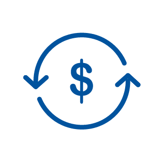 Dollar icon enclosed in two rounded arrows
